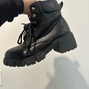 Women's Black Lace-Up Ankle Boots